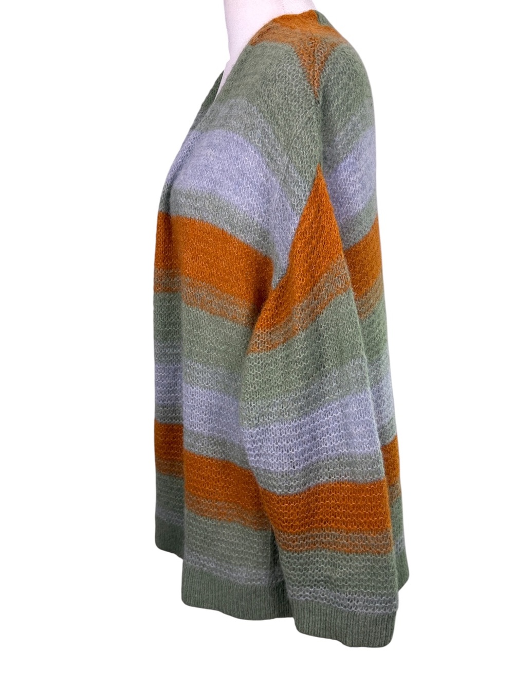 WRAP London Baby Alpaca Merino Wool Striped Cardigan US 12 Boho - Picture 8 of 12